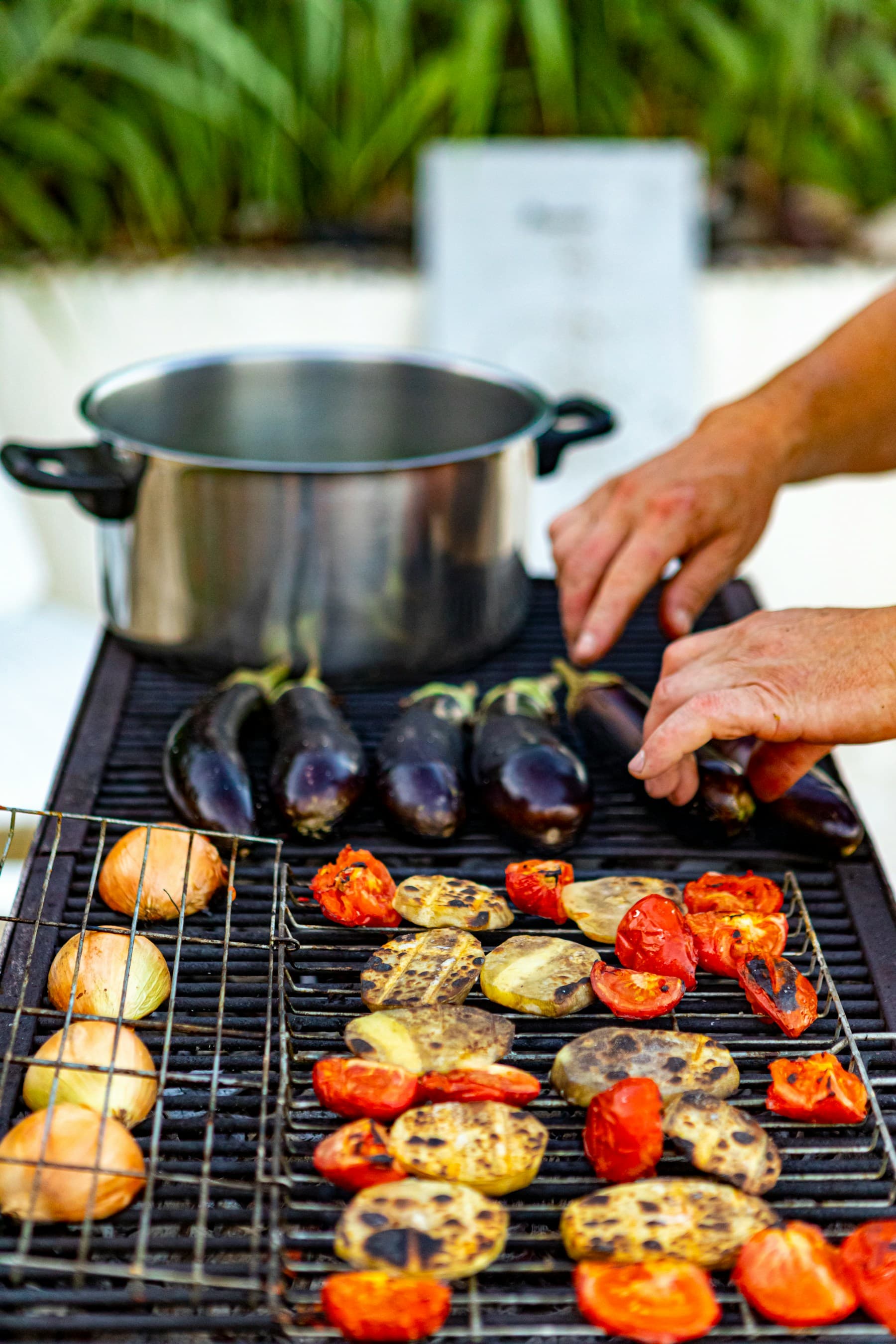 Charcoal grill cooking
